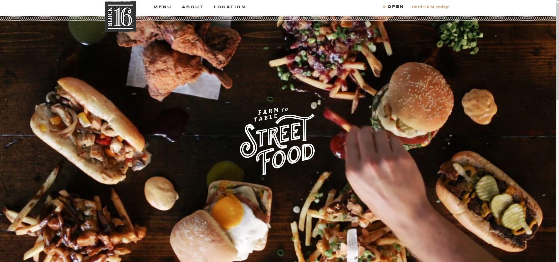 Block 16 in Nebraska im Screenshot als Beispiel für Food Websites.